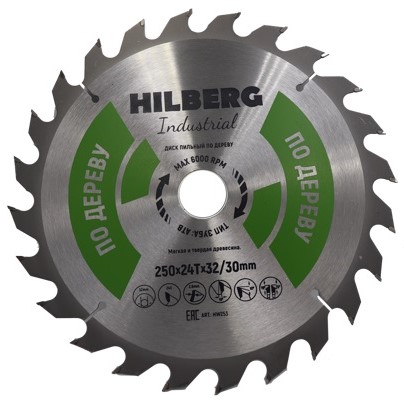 Диск пильный Hilberg Industrial Дерево 250*32/30*24Т HW253