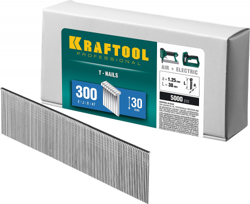 KRAFTOOL гвозди тип 300 (47/J/ F), 30 мм, калибр 18GA. 5000 шт (31785-30)