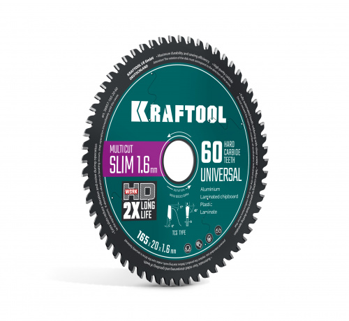 KRAFTOOL Slim multi cut 165 х 20 x 1.6 мм, 60Т, диск пильный по дереву (36957-165-20-60)