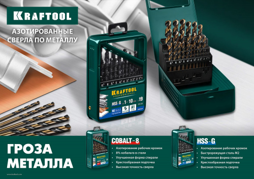 KRAFTOOL HSS-G, 10.0 х 133 мм, сталь P6M5, сверло по металлу (29651-10)