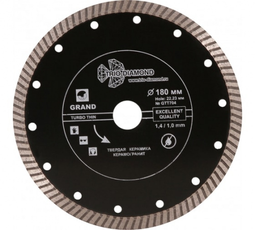 Диск алмазный отрезной 180*22,23 Турбо ультратонкий серия Grand hot press GTT704