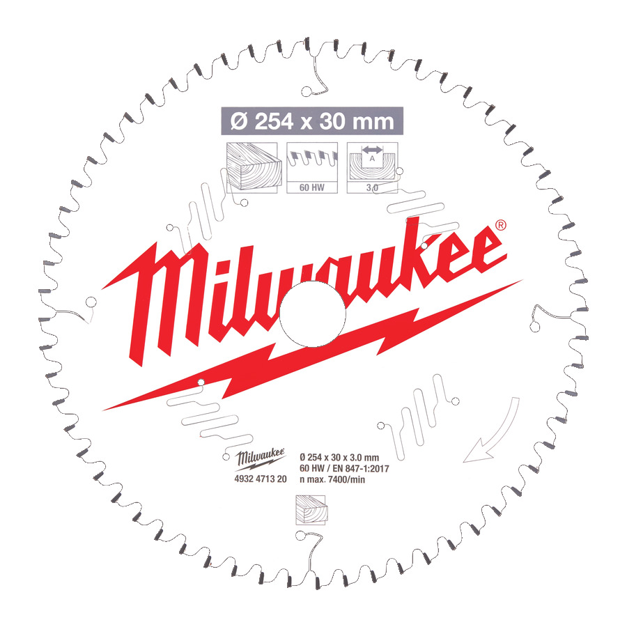 Диск пильный по дереву MILWAUKEE D254x3.0х30мм, Z60 ATB, отр. 4932471320