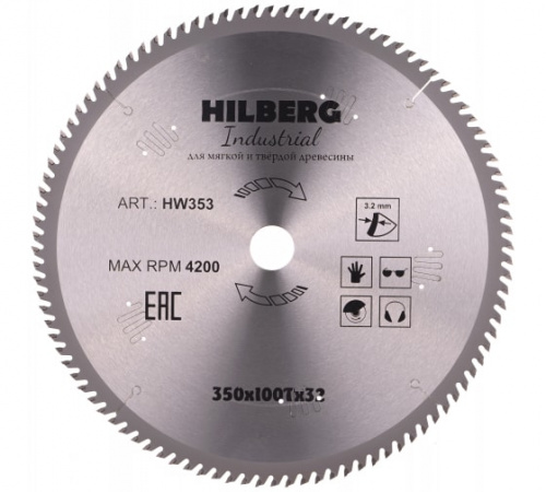 Диск пильный Hilberg Industrial Дерево 350*32*100Т HW353